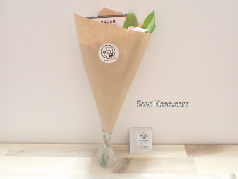 株式会社Crunch Style お花の定期便 Bloomee LIFE ブルーミーライフ　レギュラープラン　届いたパッケージを開封した写真、開封写真
