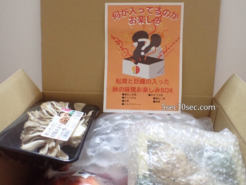届いた時梱包　九州屋plus＋ 松茸と巨峰の入った秋の味覚お楽しみBOX
